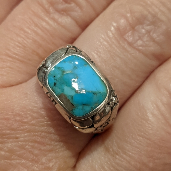 Kingman Turquoise .925 Silver Ring, size 8.5 - Picture 2 of 16